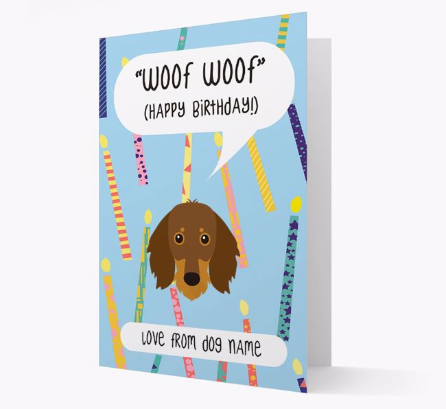 Personalized 'Woof Woof' Birthday Card with {breedFullName} Icon